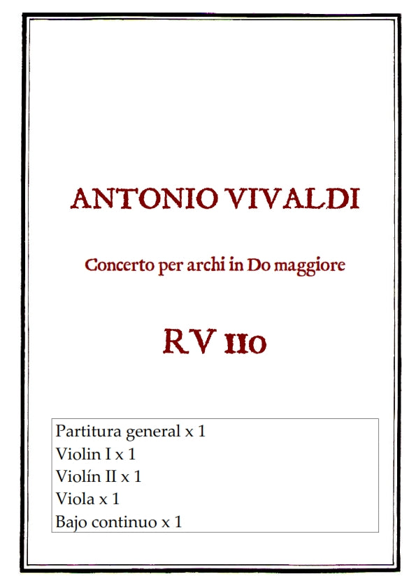 RV 110 Concerto per archi in Do maggiore