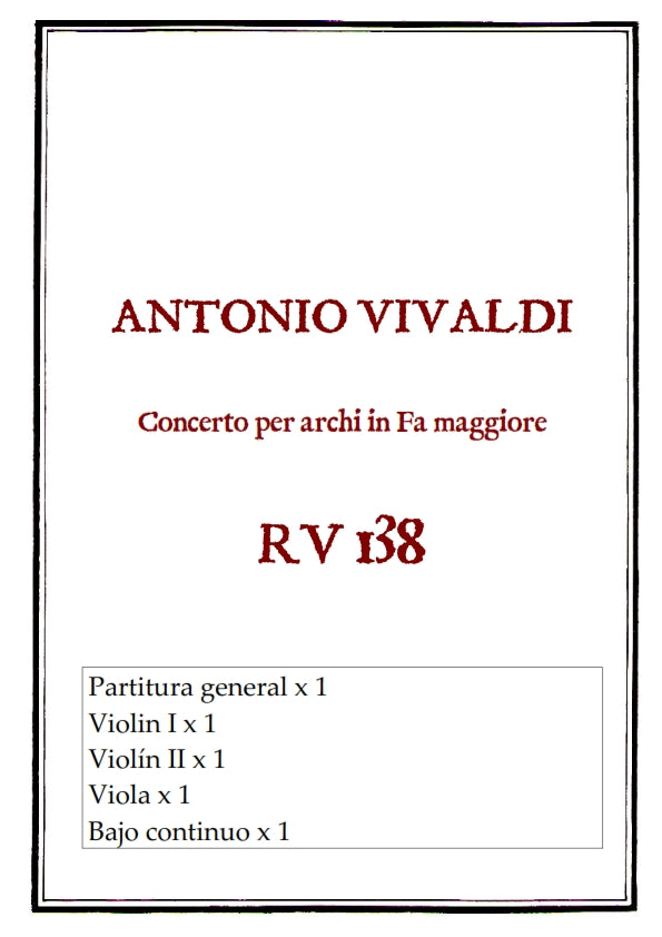 RV 138 Concerto per archi in Fa maggiore