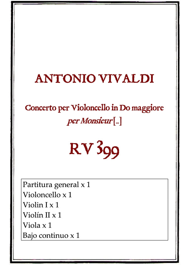 RV 399 Concerto per Violoncello in Do maggiore per Monsieur [...]