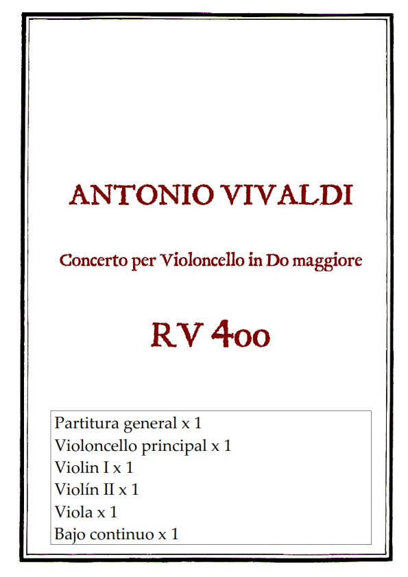 RV 400 Concerto per Violoncello in Do maggiore