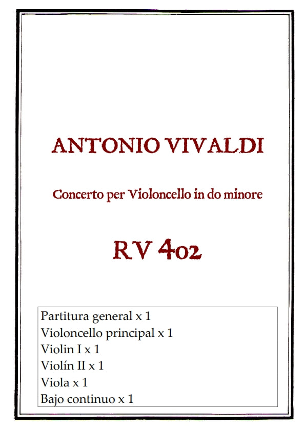 RV 402 Concerto per Violoncello in do minore