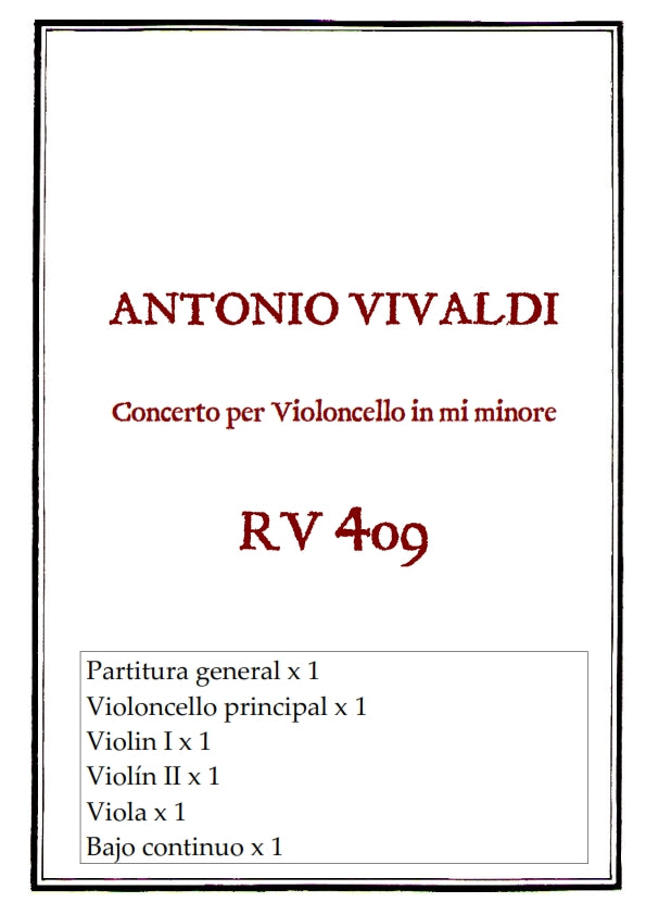 RV 409 Concerto per Violoncello in mi minore