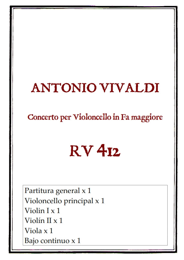 RV 412 Concerto per Violoncello in Fa maggiore