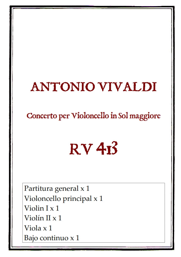 RV 413 Concerto per Violoncello in Sol maggiore