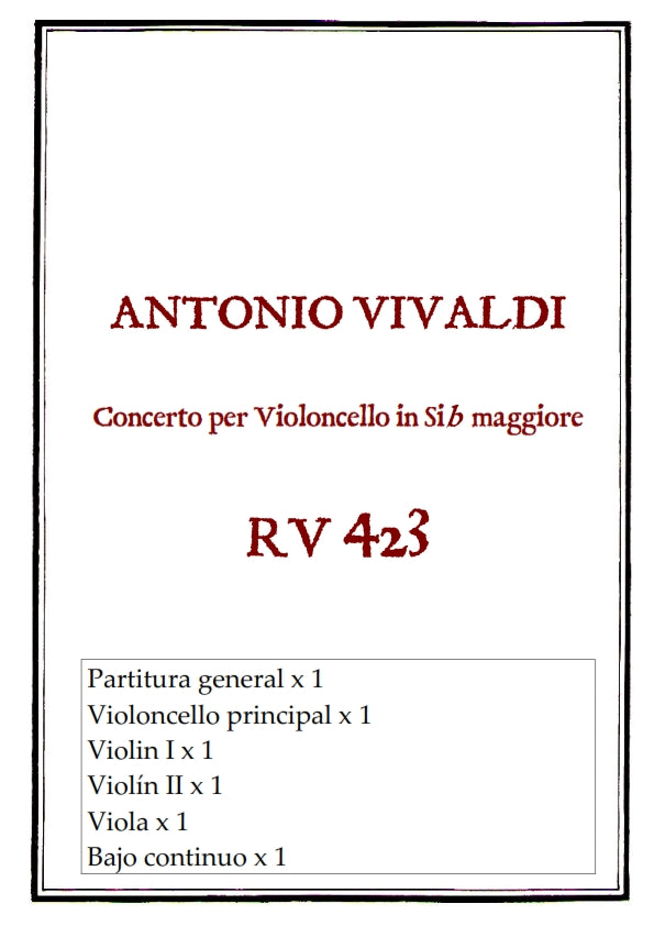 RV 423 Concerto per Violoncello in Si-b maggiore