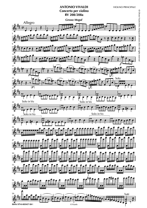 RV 208 - RV 208a Concerto per Violino in Re maggiore -GROSSO MOGUL-