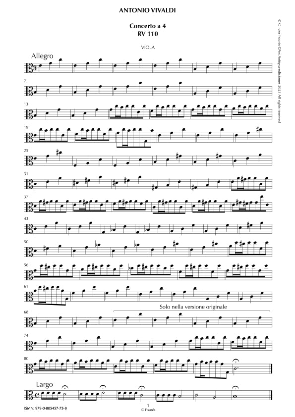 RV 110 Concerto per archi in Do maggiore