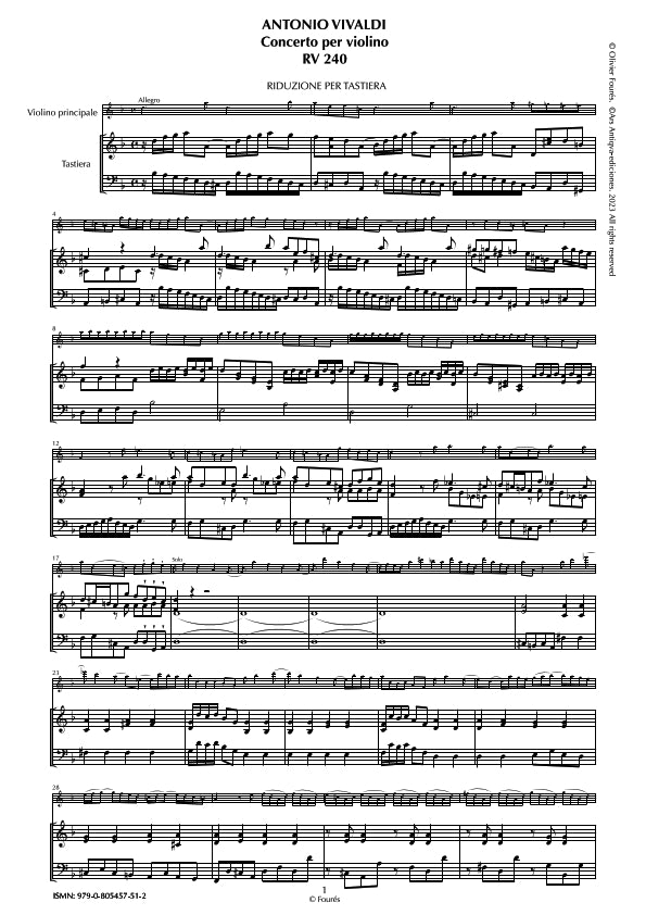 RV 240 Concerto per Violino in re minore