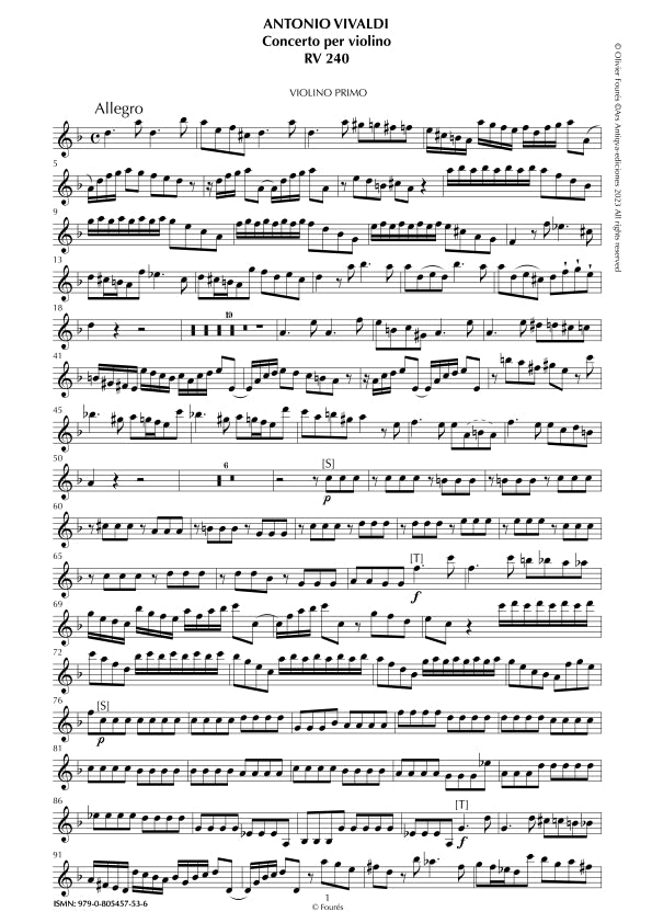 RV 240 Concerto per Violino in re minore