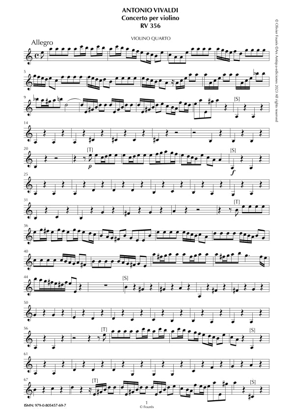 RV 356 Concerto per Violino in la minore "L´Estro Armonico" opera terza n.VI