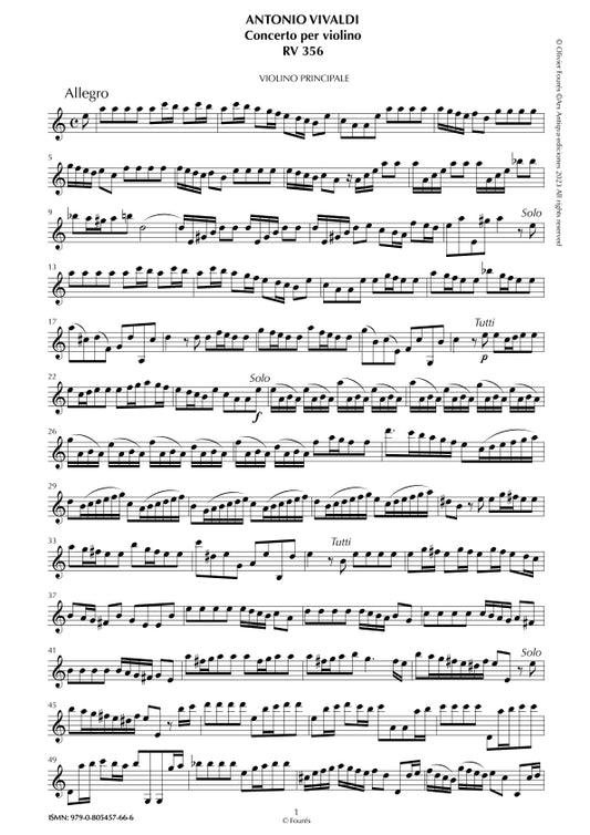 RV 356 Concerto per Violino in la minore "L´Estro Armonico" opera terza n.VI