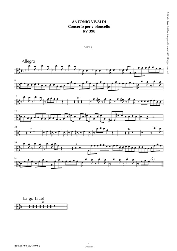 RV 398 Concerto per Violoncello in Do maggiore