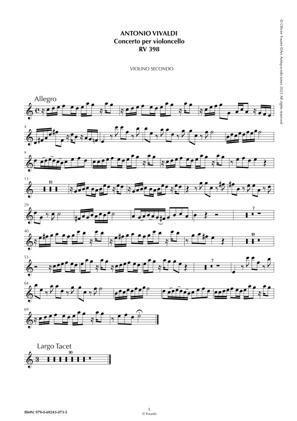RV 398 Concerto per Violoncello in Do maggiore