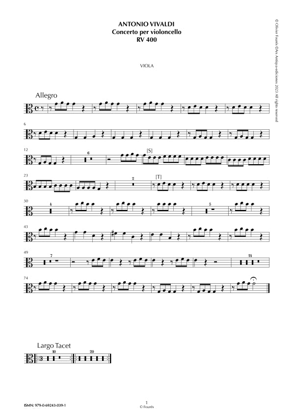 RV 400 Concerto per Violoncello in Do maggiore