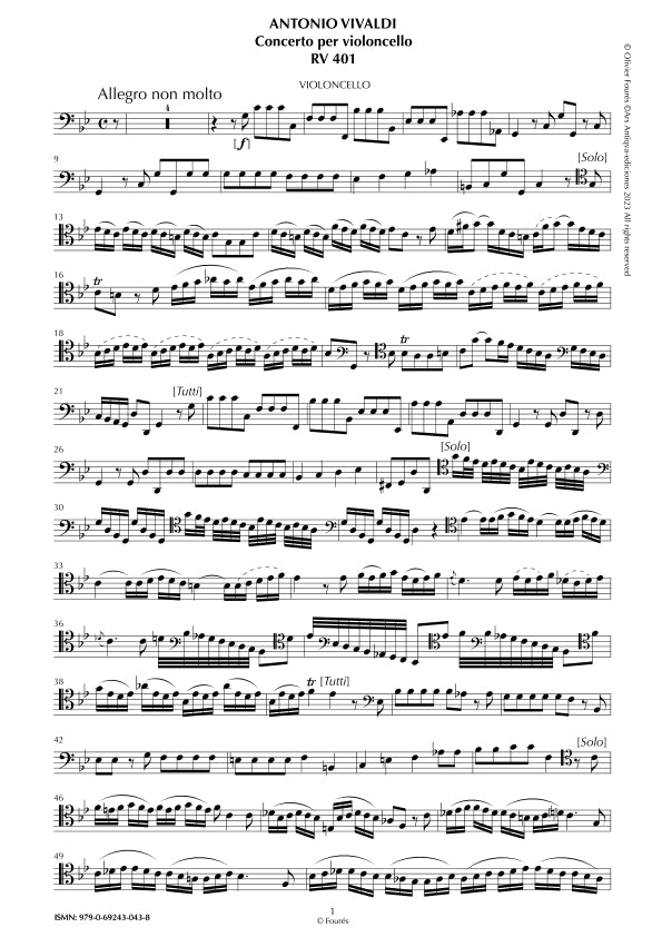 RV 401 Concerto per Violoncello in do minore