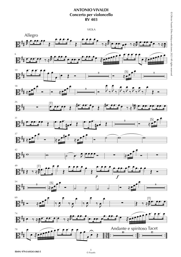 RV 403 Concerto per Violoncello in Re maggiore
