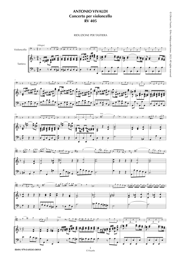 RV 405 Concerto per Violoncello in re minore