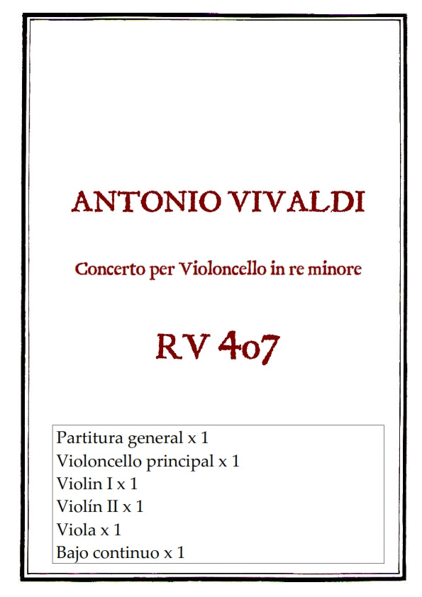 RV 407 Concerto per Violoncello in re minore