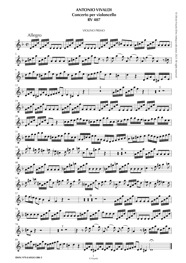 RV 407 Concerto per Violoncello in re minore