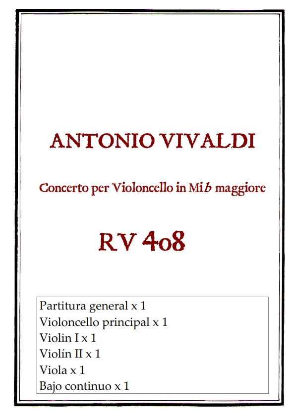 RV 408 Concerto per Violoncello in Mi-b maggiore
