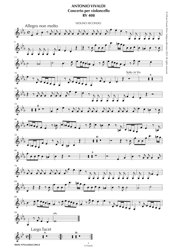 RV 408 Concerto per Violoncello in Mi-b maggiore