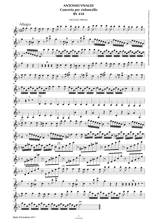RV 410 Concerto per Violoncello in Fa maggiore