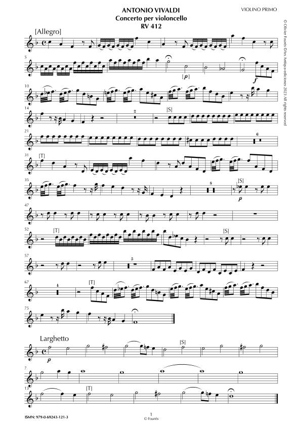 RV 412 Concerto per Violoncello in Fa maggiore