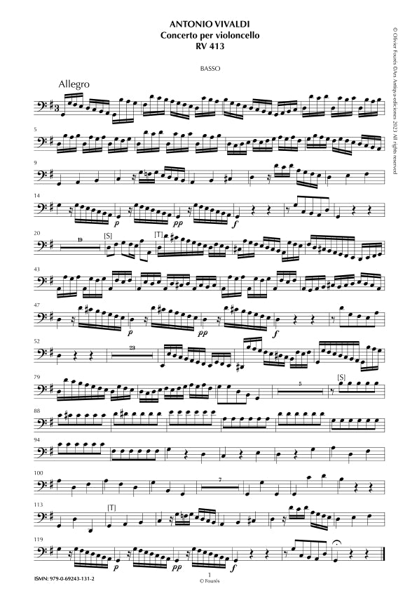 RV 413 Concerto per Violoncello in Sol maggiore