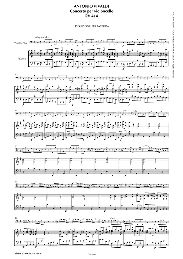 RV 414 Concerto per Violoncello in Sol maggiore