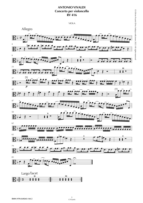 RV 416 Concerto per Violoncello in sol minore