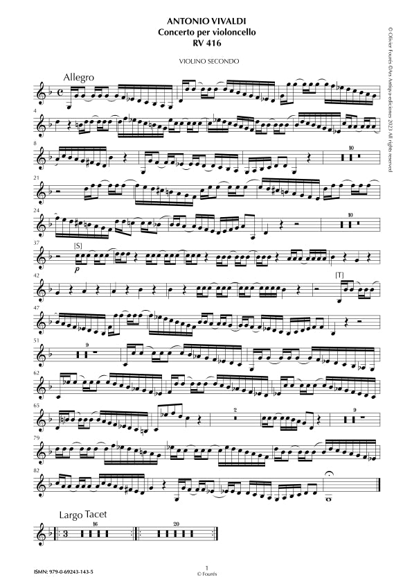 RV 416 Concerto per Violoncello in sol minore