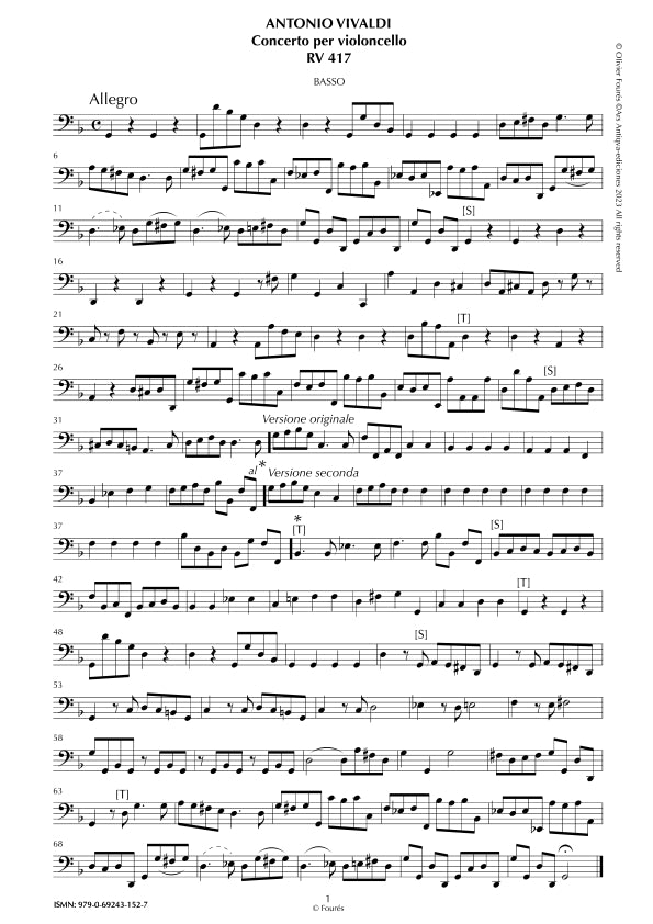 RV 417 Concerto per Violoncello in sol minore