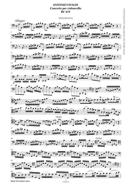 RV 419 Concerto per Violoncello in la minore
