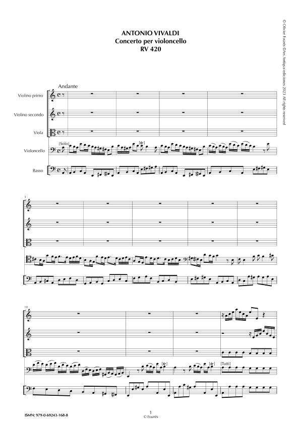 RV 420 Concerto per Violoncello in la minore