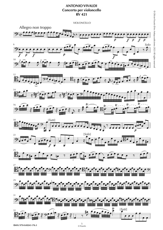 RV 421 Concerto per Violoncello in la minore
