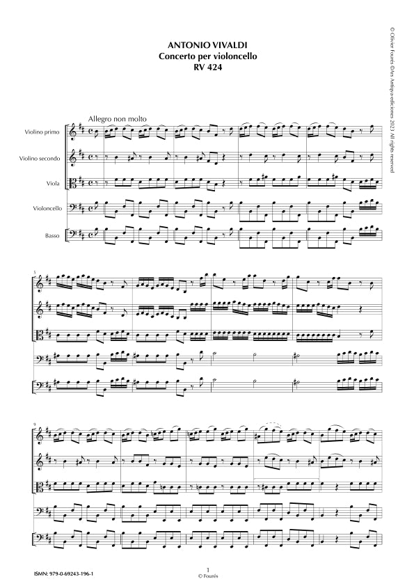 RV 424 Concerto per Violoncello in si minore