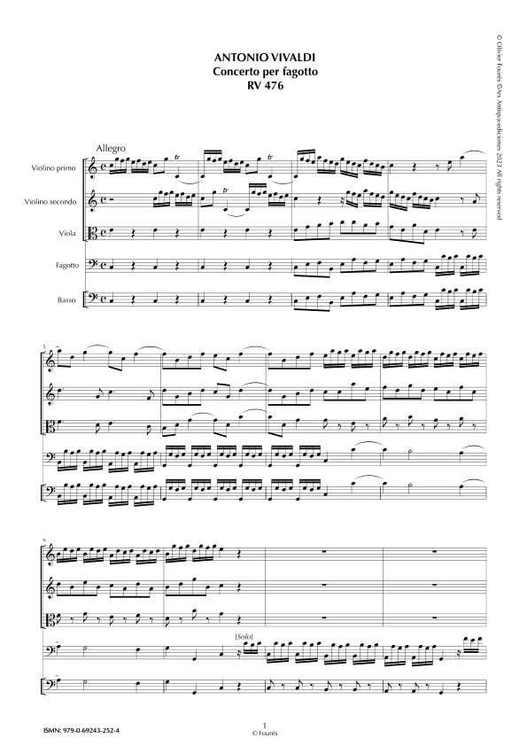 RV 476 Concerto per Fagotto in Do maggiore
