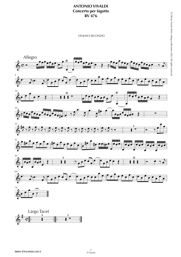 RV 476 Concerto per Fagotto in Do maggiore