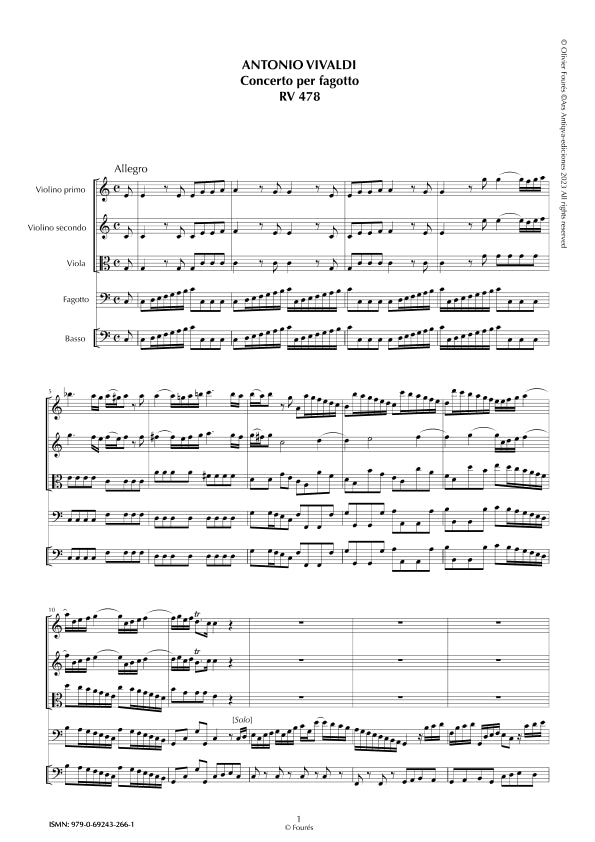 RV 478 Concerto per Fagotto in Do maggiore