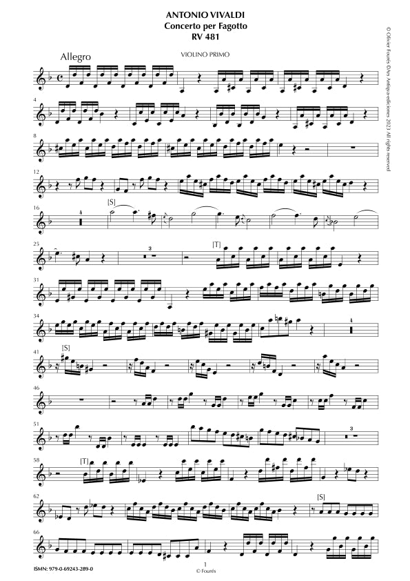 RV 481 Concerto per Fagotto in re minore