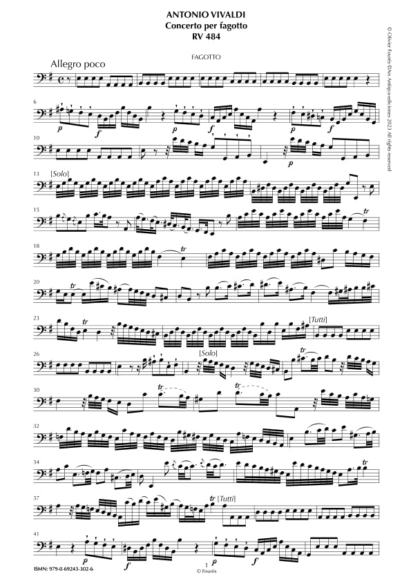RV 484 Concerto per Fagotto in mi minore