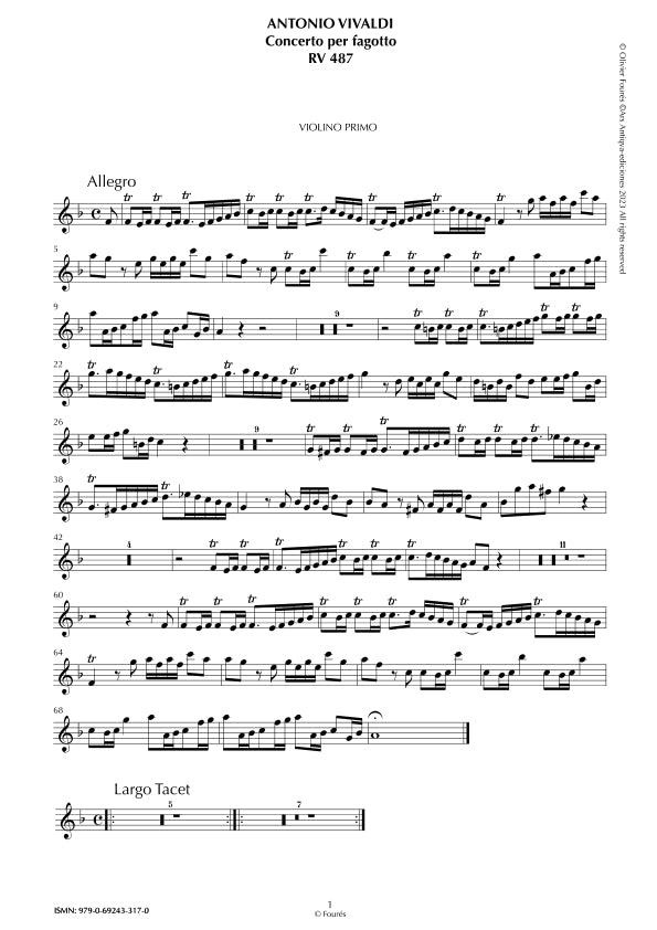 RV 487 Concerto per Fagotto in Fa maggiore