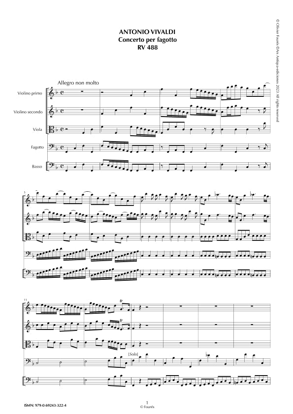 RV 488 Concerto per Fagotto in Fa maggiore