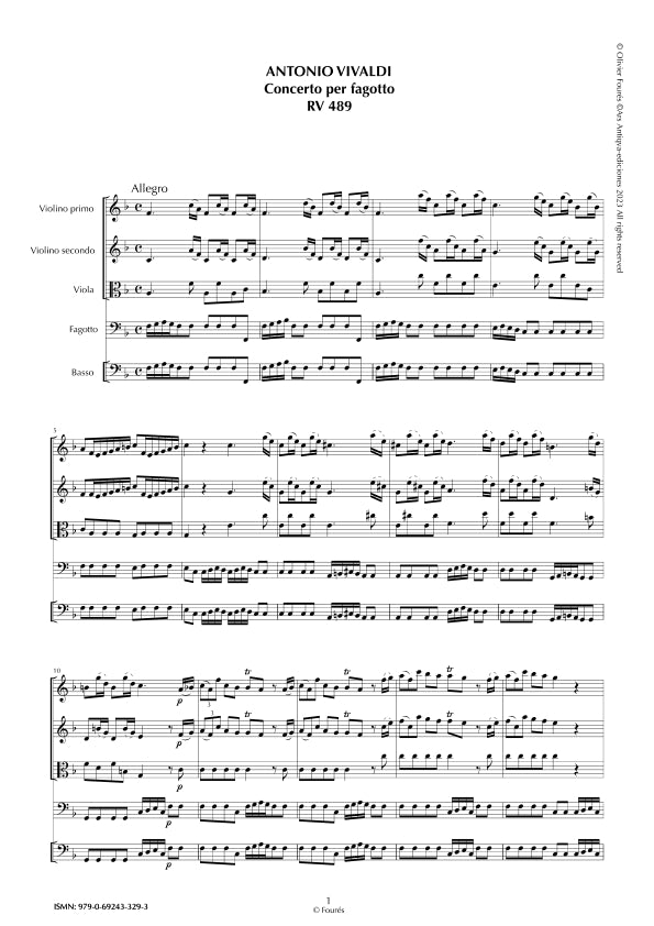 RV 489 Concerto per Fagotto in Fa maggiore