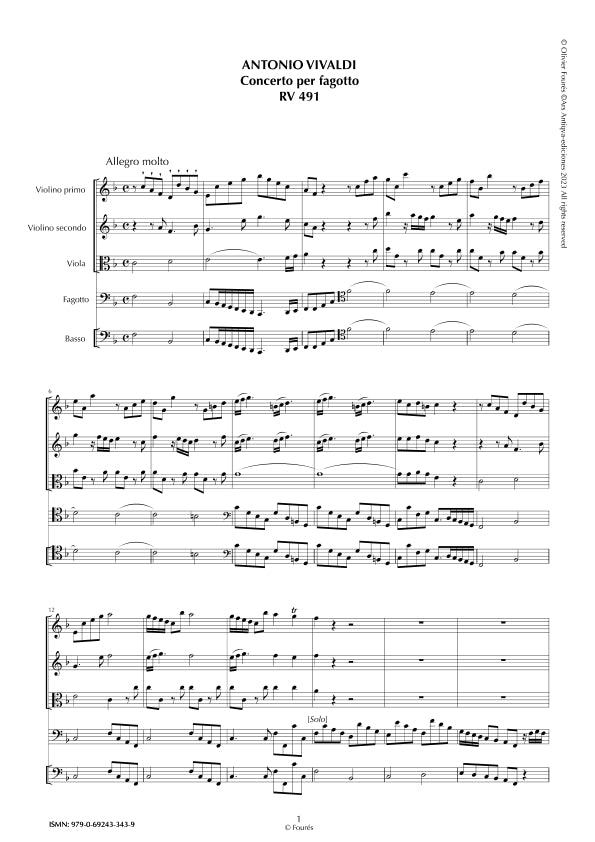 RV 491 Concerto per Fagotto in Fa maggiore